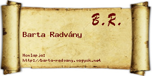 Barta Radvány névjegykártya